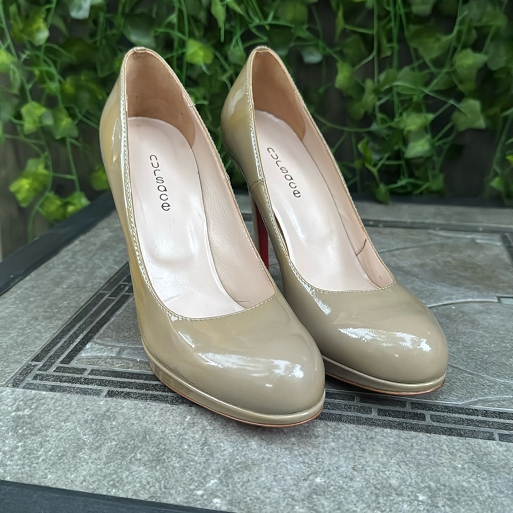 Rare nursace   Real Leather Shoes with platform high heels  Eu 38.5 made. Italy